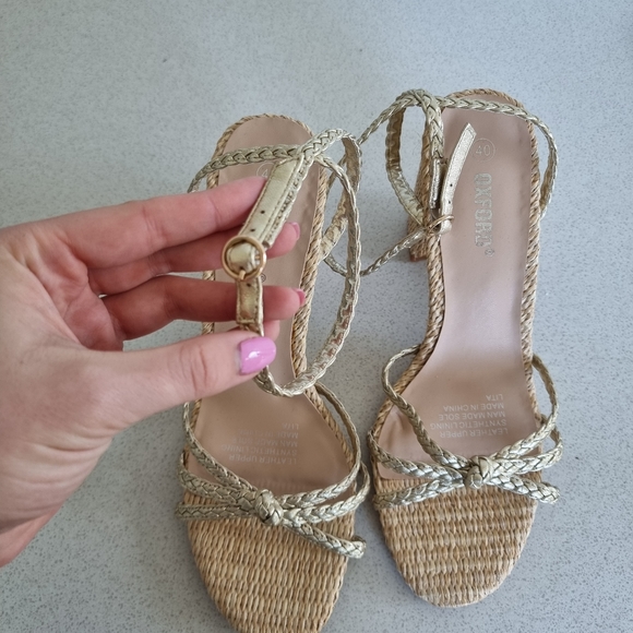 🎈SALE🎈Gold and Rattan Oxford Heels size 40 - Picture 4 of 5